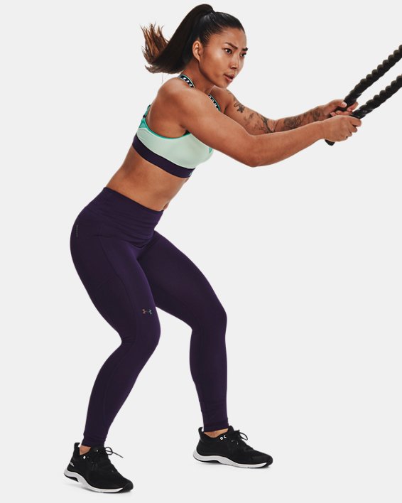 Damen UA RUSH™ Leggings mit No-Slip-Bund, volle Länge, Purple, pdpMainDesktop image number 2